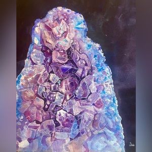 Amethyst Art Print on Card Stock 5” x 7” with white mat to fit 8 x 10” frame